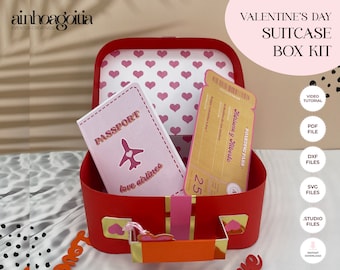 Valentine's Day Suitcase Box Kit SVG Template (Digital Download)