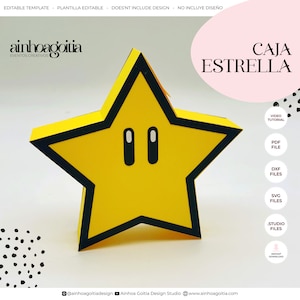 Mario Bros Star Box Digitale Vorlage SVG mit Video-Tutorial, Mario Bros Star Box SVG, Box-Vorlage, Silhouette Schnittdateien, Cricut Cut Dateien