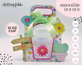 Smoothie Holder 12 oz Template: SVG, Cricut, Silhouette Cut Files (Digital Download)