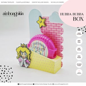 Hubba Bubba Box modèle numérique SVG avec tutoriel vidéo, support pour chewing-gums SVG, modèle de boîte, fichiers de coupe Silhouette, fichiers de coupe Cricut