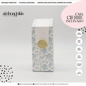 Inclined Lid Rectangular Box Digital Template SVG with video tutorial, Favor Box SVG, Box Template, Silhouette Cut Files, Cricut Cut Files