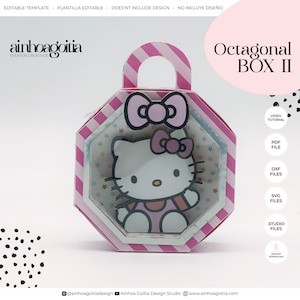 Achteckige Box II digitale Vorlage SVG mit Video-Tutorial, Geschenkbox SVG, Box-Vorlage, Silhouette Schnittdateien, Cricut Cut Dateien