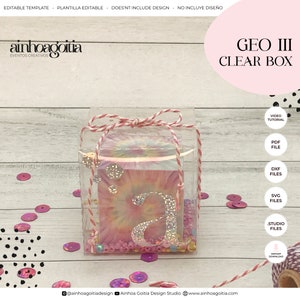 Plantilla digital SVG de caja de regalo transparente con videotutorial, caja de regalo SVG, caja de regalo SVG, recuerdo de boda, archivos de corte de silueta, archivos de corte de Cricut