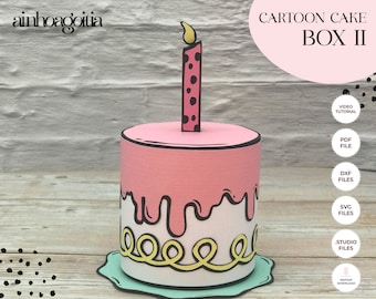 Cartoon Cake Box Template SVG: DIY Gift Box (Digital Download)