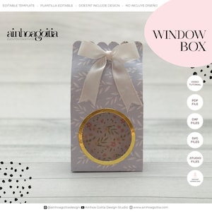 Favor Window Box Digital Template SVG with video tutorial, Gift Box SVG, Favor Box SVG, Wedding Favor, Silhouette Cut File, Cricut Cut Files