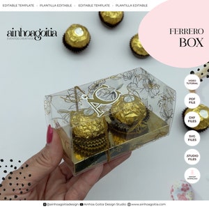 Ferrero Box Digital Template SVG with video tutorial, Gift Box SVG, Box Template, Silhouette Cut Files, Cricut Cut File