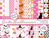 Halloween Seamless Paper Pack, Spooky Clipart (PNG, JPG Digital Download