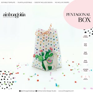 Pentagonal Favor Box Digital Template SVG with video tutorial, Gift Box SVG, Box Template, Silhouette Cut Files, Cricut Cut Files