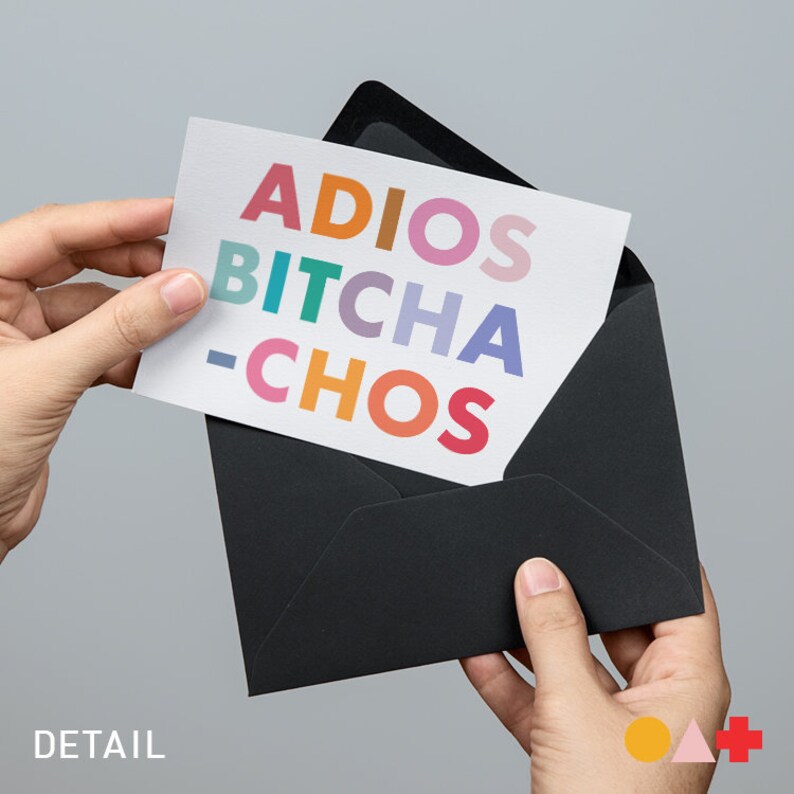Adios Bitchacos Card Colorful Black and White Farewell | Etsy