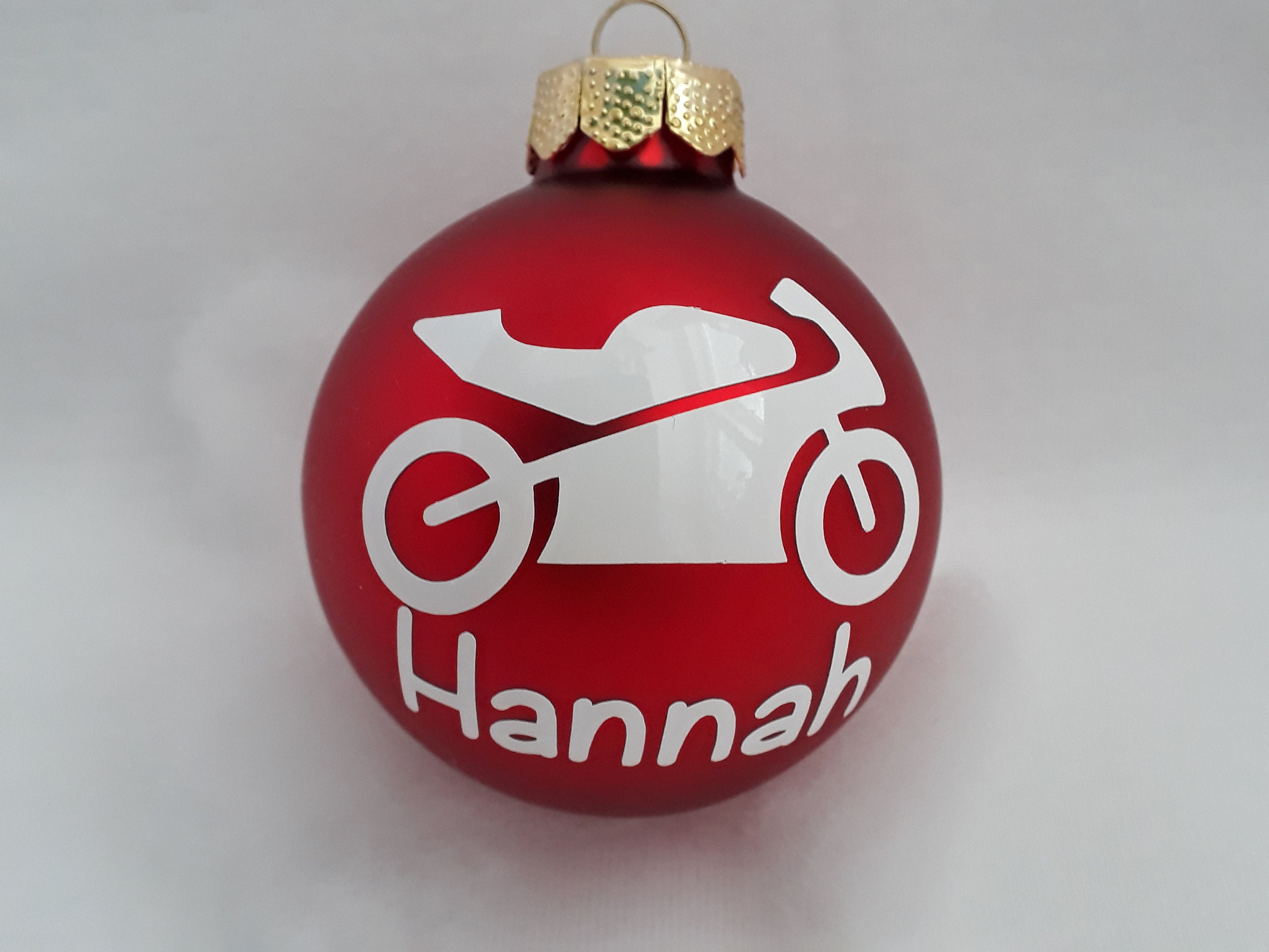 Weihnachtskugel mit Motorrad und individuellem Name | Etsy