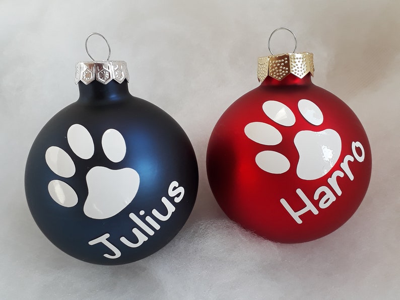 Personalisierte Weihnachtskugel mit Pfote für Hunde und Katzenliebhaber individuelle Christbaumkugel Bild 3