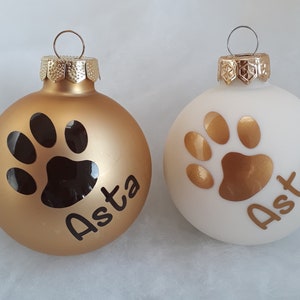 Personalisierte Weihnachtskugel mit Pfote für Hunde und Katzenliebhaber individuelle Christbaumkugel Bild 2