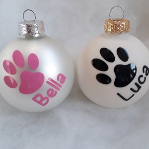 Personalized Christmas bauble with paw for dogs and cat lovers individual Christmas tree bauble image 4