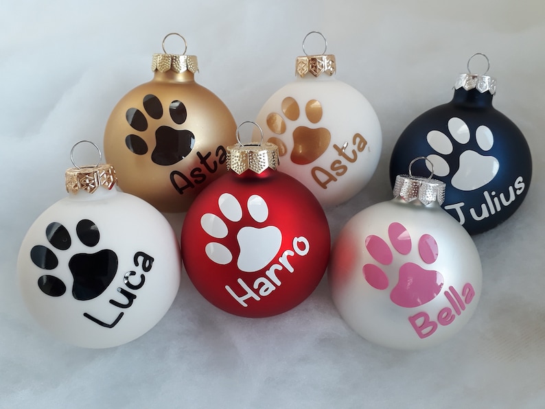 Personalized Christmas bauble with paw for dogs and cat lovers individual Christmas tree bauble image 1