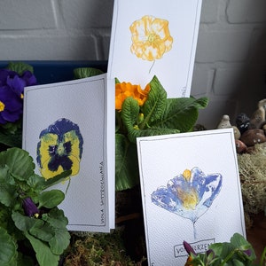 Doppelkarten handgearbeitet mit verschiedenen Sprüchen möglich Blumendruck Hammerschlagtechnik Unikate aus echten Blumen und Blüten