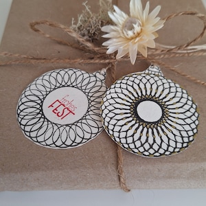 Geschenkanhänger handgezeichnet mit Spirograph zu Weihnachten Unikate liebevoll gestaltet zum Fest Papieranhänger zum selber beschriften