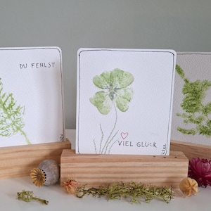 Karten handgearbeitet aus echten Pflanzen Flower Pounding Unikate Ökodruck Geschenkanhänger Trauer und Viel Glück von mir erstellte Unikate