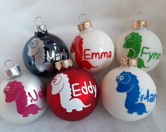 Personalized Christmas ball with dinosaur motif Dino Christmas ball for children individual Christmas tree ball