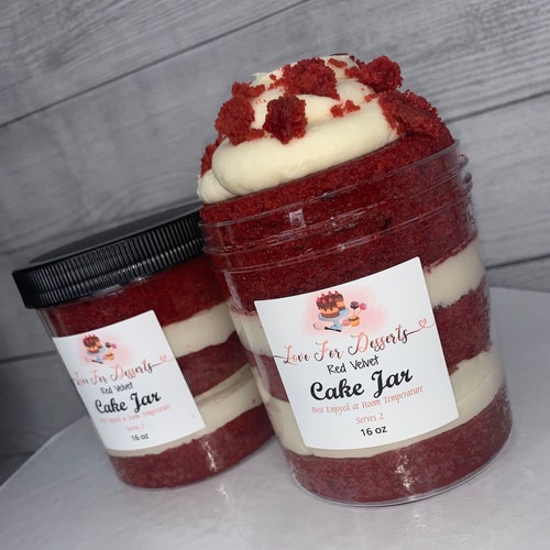 Red Velvet Cake Jar Etsy