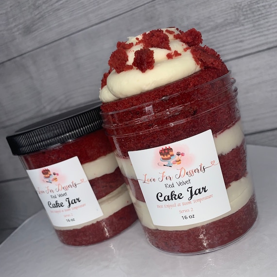 Red Velvet Cake Jar Etsy