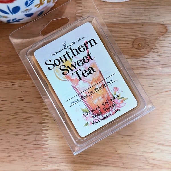 Southern Sweet Tea Soy Wax Melt In Clamshell  - Fresh Scented Wax Melt - Herbal Scented Wax Melts - Highly Scented Wax - Strong Wax Melts