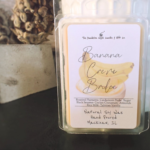 Banana Creme Brulee - Bakery Blend Scented Soy Wax Melt - Three Ounce Clamshell - Strong Wax Melts - Highly Scented Wax -Spring Soy Wax Melt