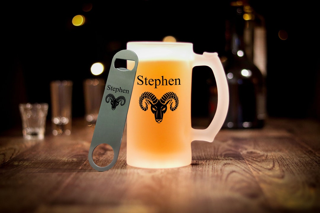 Set of Frosted Beer Glasses With Openers Personalized Beer Etsy