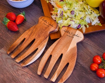 Personalized Salad Forks, Wood Salad Serving Tongs, Forks Set, Wedding gift, Gifts for couple, Housewarming gifts