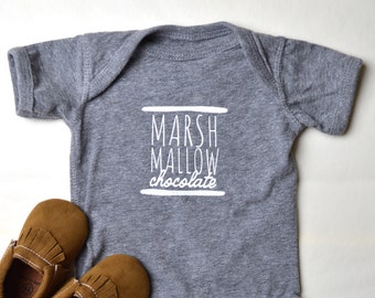 S'mores Summer Camping Tee (Grey/White) // Graphic screen printed camp tee, baby toddler graphic tee, camping baby bodysuit, smores kids tee