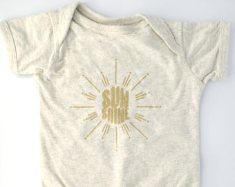 You Are My Sunshine Baby Bodysuit: Gold Sun Graphic Tee