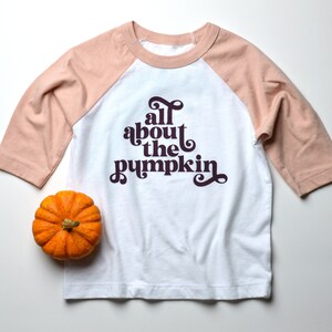 Pumpkin Thanksgiving Christmas Toddler 3/4 Tee (Peach) //  Pumpkin Picking toddler shirt, Fall pumpkin patch tee, Thanksgiving tee
