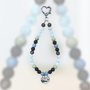 Lotus Flower Neutral Toned Beaded Silver Keychain/Phone Charm