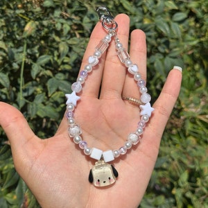 White Dog Beaded Keychain/Phone Charm/Bag Charm