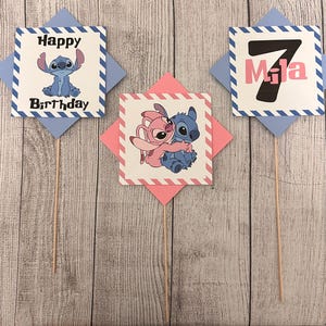 Personalisierte Stitch und Angel Mittelstücke