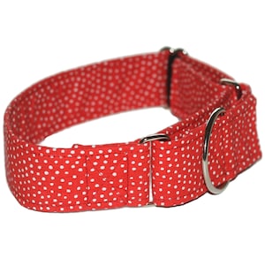 Red Polka Dots, Martingale Dog Collar, Buckle Collar, Puppy Training Collar