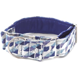 Blue Cubes, Martingale Dog Collar, Buckle Collar, Puppy Training Collar