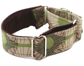 Sage Green Dog Collar: Martingale or Buckle, Adjustable Fit, Satin Lined