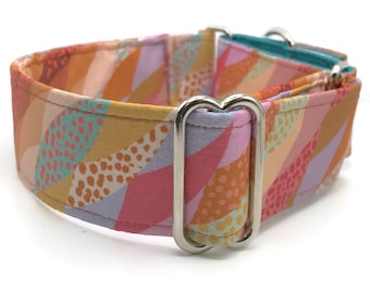 Retro Martingale Dog Collar:  Martingale or Buckle, Adjustable Fit