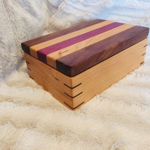 Cherry, Walnut, and Purpleheart Jewelry and Keepsake Box