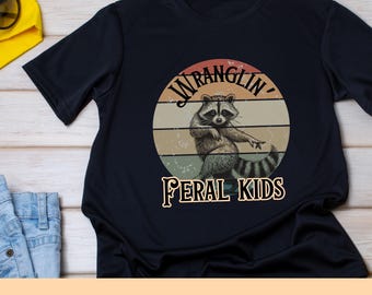 Wranglin' Feral Kids - Racoon funny mom shirt design DIGITAL DOWNLOAD PNG mom & me