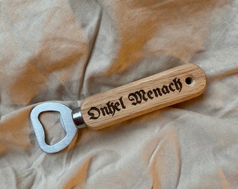 BOTTLE OPENER | personalized with wooden handle | Birthday, Wedding, Party, Gift, Father's Day, Mother's Day, Spring