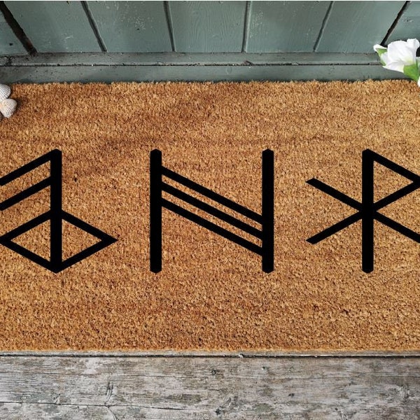 Rune Symbol Doormat Love, Family Protection and Happiness - house warming - new house present - Pagan Gift - Viking Gift - Celtic Gift