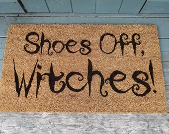 Shoes Off Witches Door Mat Perfect for Witchcraft or Pagan- Personalized - house warming - new house present