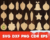 Christmas tree ornament svg, glowforge cricut silhouette cameov cut, Holiday laser cut wooden ornament bundle
