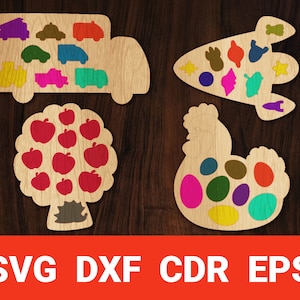Set Puzzles für Kinder svg, Space Huhn LaserSchneide cnc Maschine Glowforge Cricut Silhouette