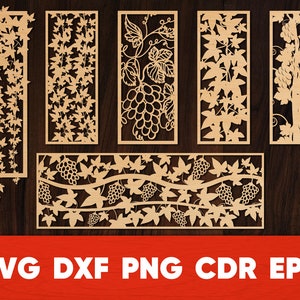 Grapevine Panel svg Set, Room Divider Ornaments bundel dxf, Silhouette Cricut Laser Snijden,