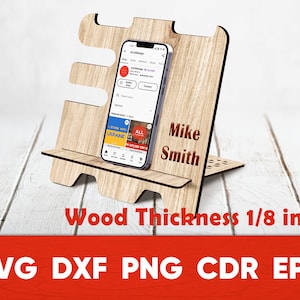 Docking Station svg 1/8, Laser Cut Template Cricut Silhouette, Wood Phone Stand SVG pattern for Laser Cut, Vector for Laser Cutting CNC