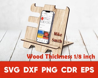 Laser Cut Phone Stand SVG: Wood Docking Station Template (1/8 inch) (Digital Download)