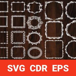 Wedding Card Frame Border svg, Decorative Circle border cdr eps dxf, Ornate fiore fiore svg clipart Bundle