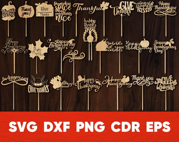 Download Happy Thanksgiving Cake Topper Svg File For Cricut And Etsy SVG, PNG, EPS, DXF File